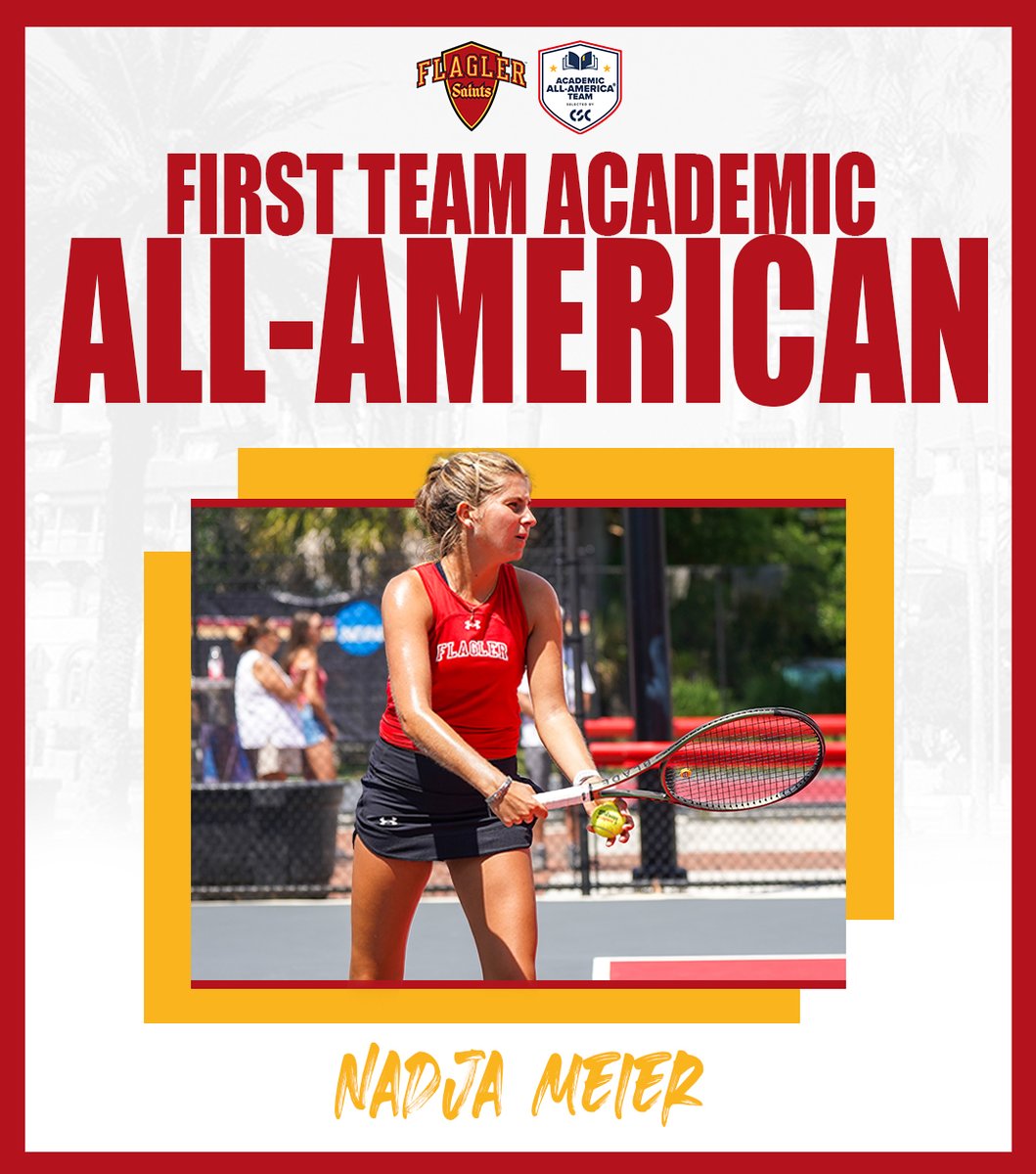 📚Academic All-America🎾 Nadja Meier was named to the 2024 Academic All-America team selected by the College Sports Communicators‼️ 📰flaglerathletics.com/news/2024/6/4/… #GoSaints | @FlaglerWTennis