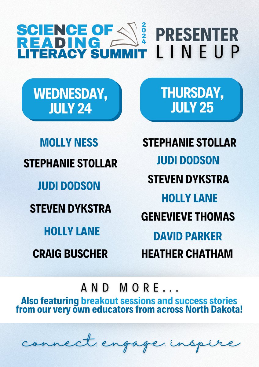 60 SPOTS remain for our highly anticipated ND Literacy Summit! Don’t miss your chance to engage with and be inspired by this incredible lineup of advocates and leaders! Learn more and register today 🎉📖 creand.org/2024-nd-litera…
#NDLiteracySummit #NDSoR #LiteracyForAll