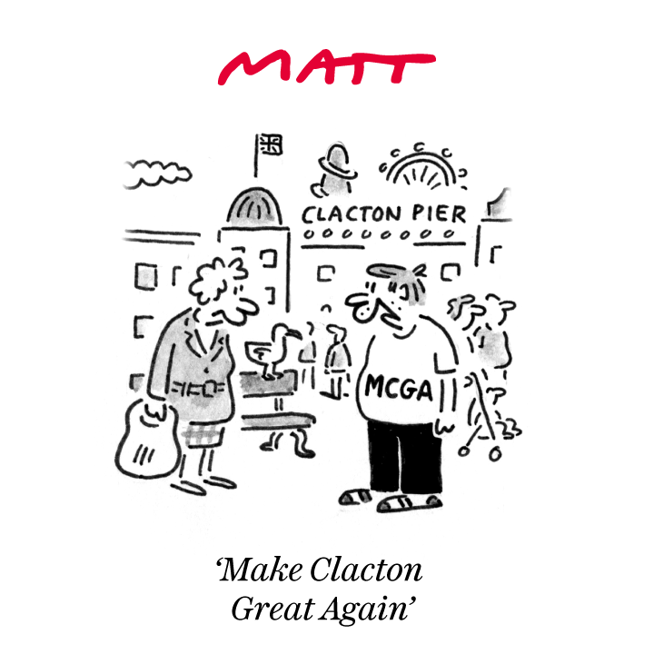 'Make Clacton Great Again'

My latest cartoon for tomorrow's <a href="/Telegraph/">The Telegraph</a>

Buy a print of my cartoons at telegraph.co.uk/mattprints

Original artwork from chrisbeetles.com