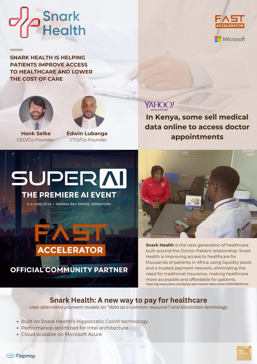 FlapmaxHQ's tweet image. AI is technology's most important priority, and #healthcare is its most urgent application. 
🚀 Congratulations to @snarkhealth for being featured in @euronews and @YahooNews Singapore! 
(@FastAccelerator  is a Community Sponsor of the SuperAI conference in Singapore during this…