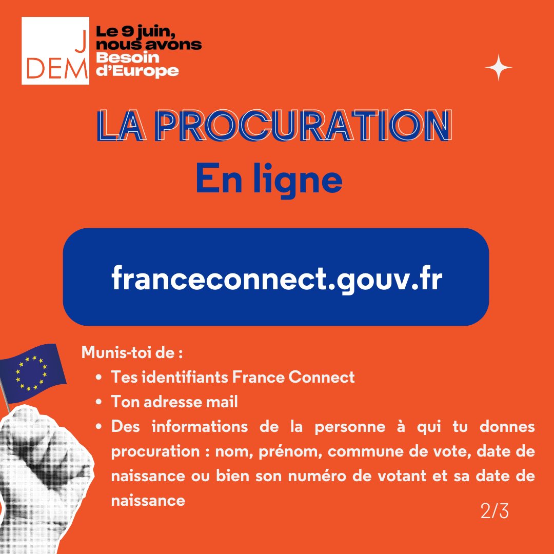 J_Democrates's tweet image. Tu veux voter aux élections européennes mais tu ne sais pas comment faire ta procu ? Les @J_Democrates sont là pour ça ! 

Retrouve notre guide pour une procuration de dernière minute 🤩🇪🇺