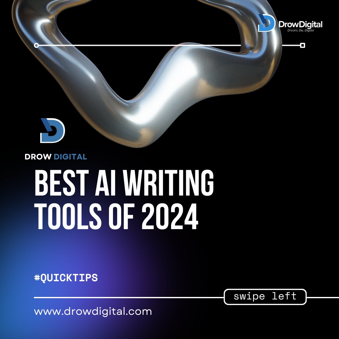 DrowDigital's tweet photo. Discover the future of writing with the best AI writing tools of 2024! Say goodbye to writer's block and hello to endless creativity. 🖋✨
#drowdigital
.
.
.
#ContentCreation #TechInnovation #WritingProductivity #AIAssistants #CreativeWriting #TextGeneration https://t.co/nXw74h9sSD