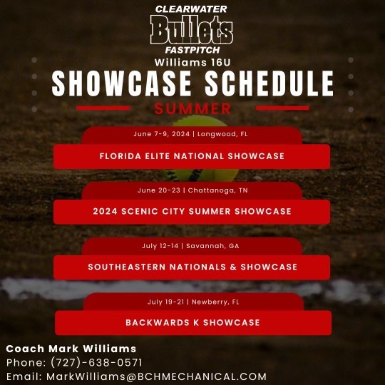 Clearwater Bullets Williams' Summer Showcase Schedule
