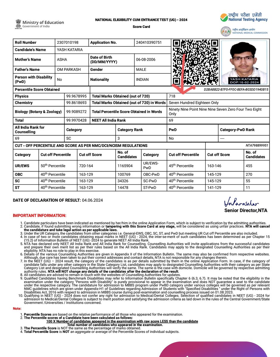 How is it possible to score 719 and 718 out of 720 in a #NEET_UG 2024 exam? 
I think you need to explain a lot of things apart from the high scores and substandard #neet2024 question paper 
<a href="/NTA_Exams/">National Testing Agency</a>
<a href="/MoHFW_INDIA/">Ministry of Health</a> <a href="/EduMinOfIndia/">Ministry of Education</a>