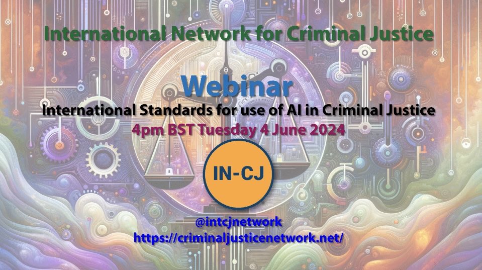 Vivian Geiran (@vgeiran) on Twitter photo Delighted to chair latest webinar from <a href="/intcjnetwork/">Criminal Justice Network</a> this afternoon - on development of international standards for use of #ArtificialIntelligence / #AI in #probation and #prisons - which will also be available as a podcast on the IN-CJ website: criminaljusticenetwork.net Delighted to chair latest webinar from <a href="/intcjnetwork/">Criminal Justice Network</a> this afternoon - on development of international standards for use of #ArtificialIntelligence / #AI in #probation and #prisons - which will also be available as a podcast on the IN-CJ website: criminaljusticenetwork.net