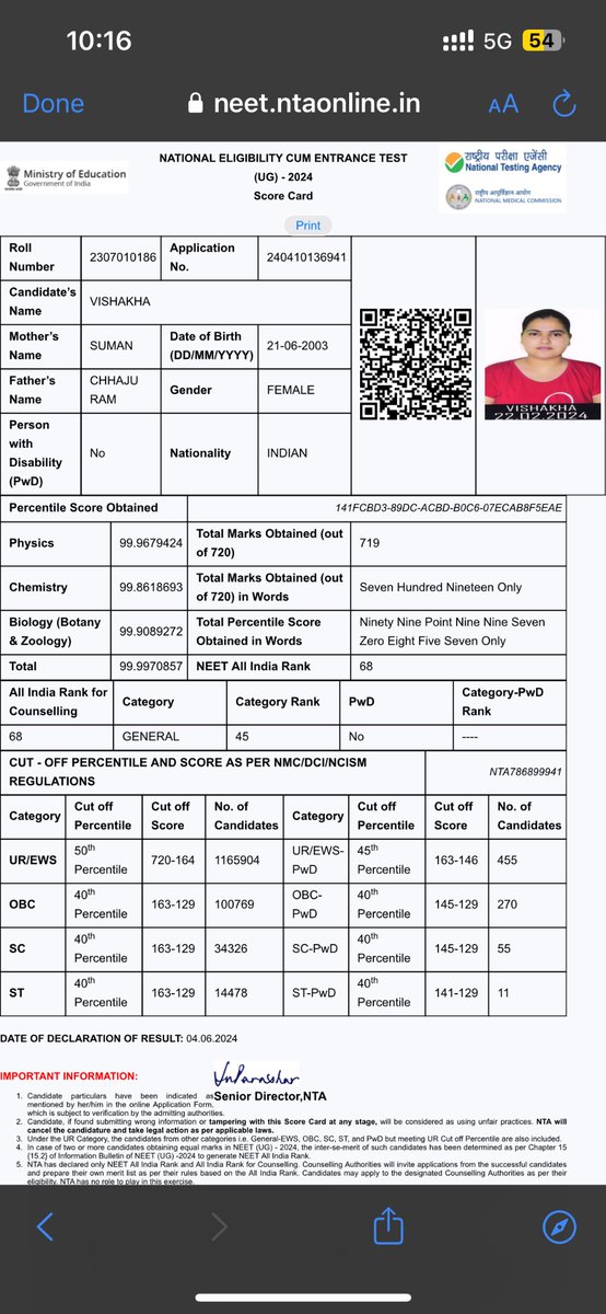 bishwajit23's tweet photo. @NTA_Exams There is a gross programming error most likely by the NTA in which they have evaluated marks based on OMR response sheet.
Students cannot score marks 718, 719
Full marks is 720
For each correct , you get +4 and for each incorrect you get -1 https://t.co/8mAN5kvP80
