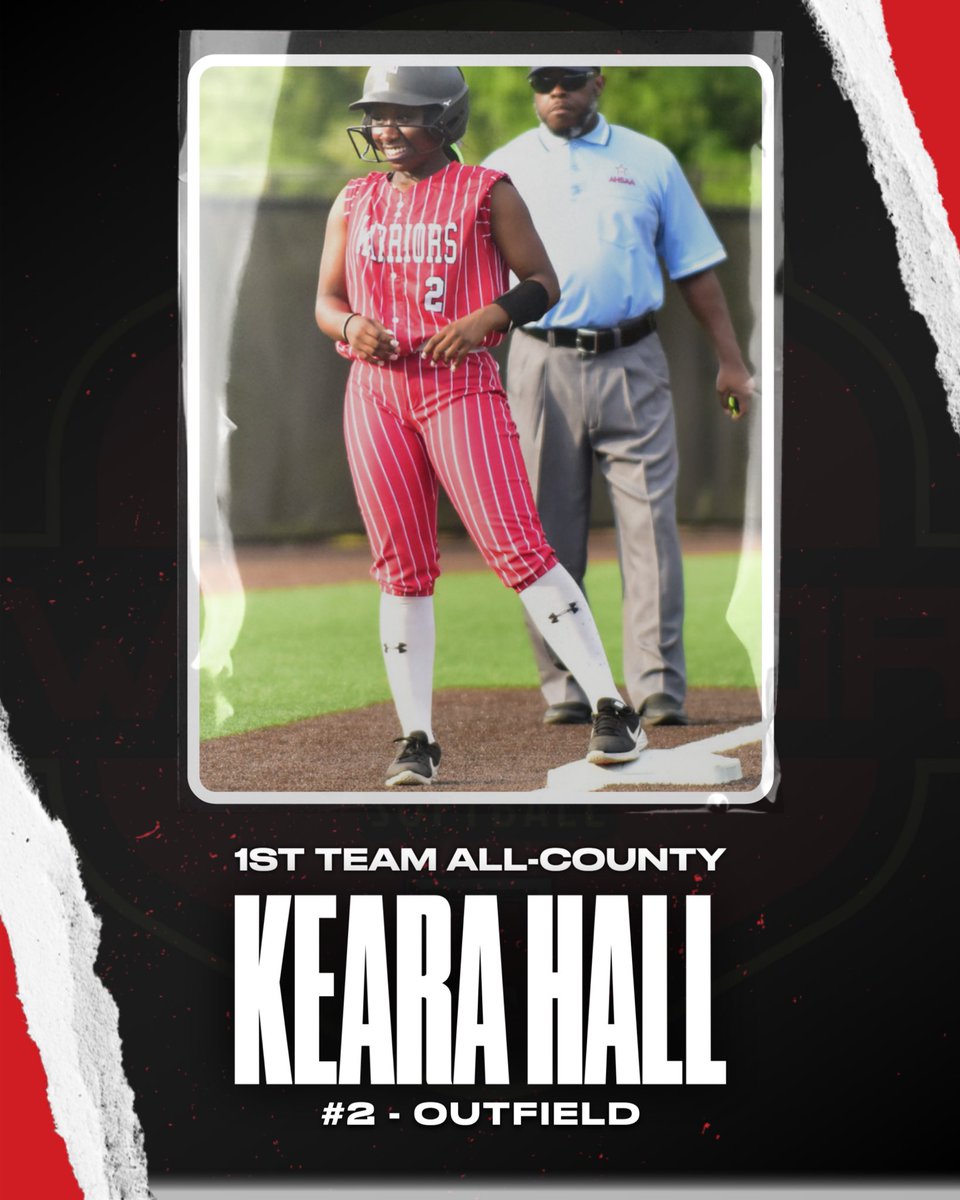 Congrats to Keara Hall on being named 1st Team All-County! Hall was a consistent piece of the Warriors over as she batted .409 with an OPE of 1.157 off of 56 hits, 8 home runs &amp; 5 triples. She also plated 35 runs while touching home plate 45 times herself.