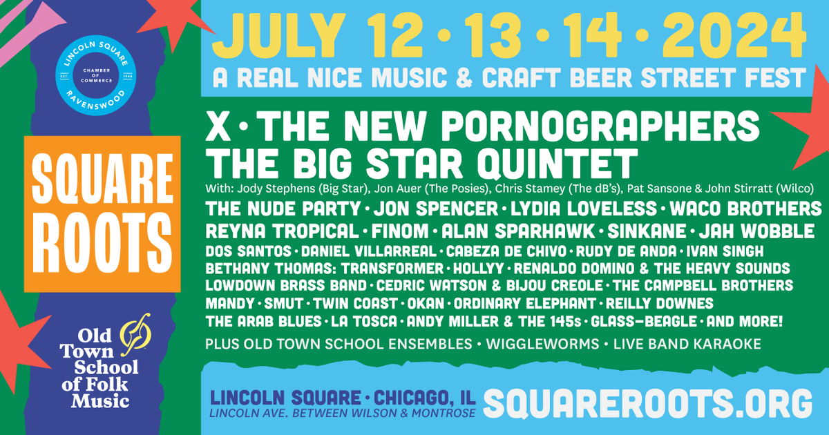 Square Roots Chicago (@squarerootschi) on Twitter photo LET'S DO THIS! The 2024 Square Roots music lineup is officially here 💥 
Counting down the days to this jam-packed weekend, with awesome live music across 3 days & 4 stages.
See you on Lincoln Ave July 12-14! More info & playlists at squareroots.org. LET'S DO THIS! The 2024 Square Roots music lineup is officially here 💥 
Counting down the days to this jam-packed weekend, with awesome live music across 3 days & 4 stages.
See you on Lincoln Ave July 12-14! More info & playlists at squareroots.org.