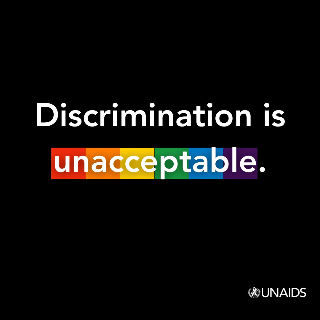 No form of discrimination is acceptable. There is no justification for denying any person’s human rights based on their sexual orientation or gender identity. When people are discriminated against, their health is impacted. We call for #RightsEqualsHealth for all.