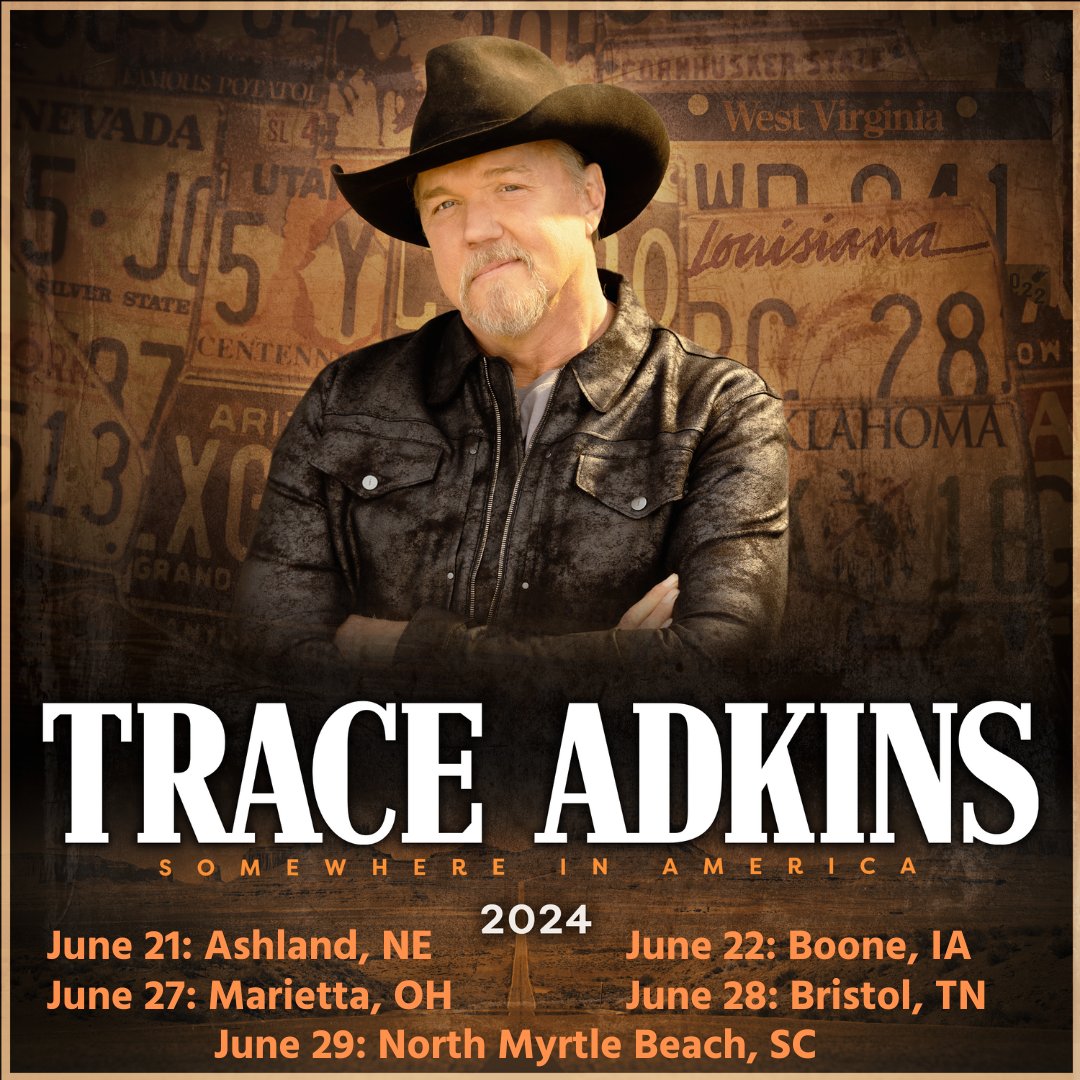 Summer shows are just around the corner! Here's where you can find Trace in June.
For tickets and info, visit traceadkins.com/pages/tour