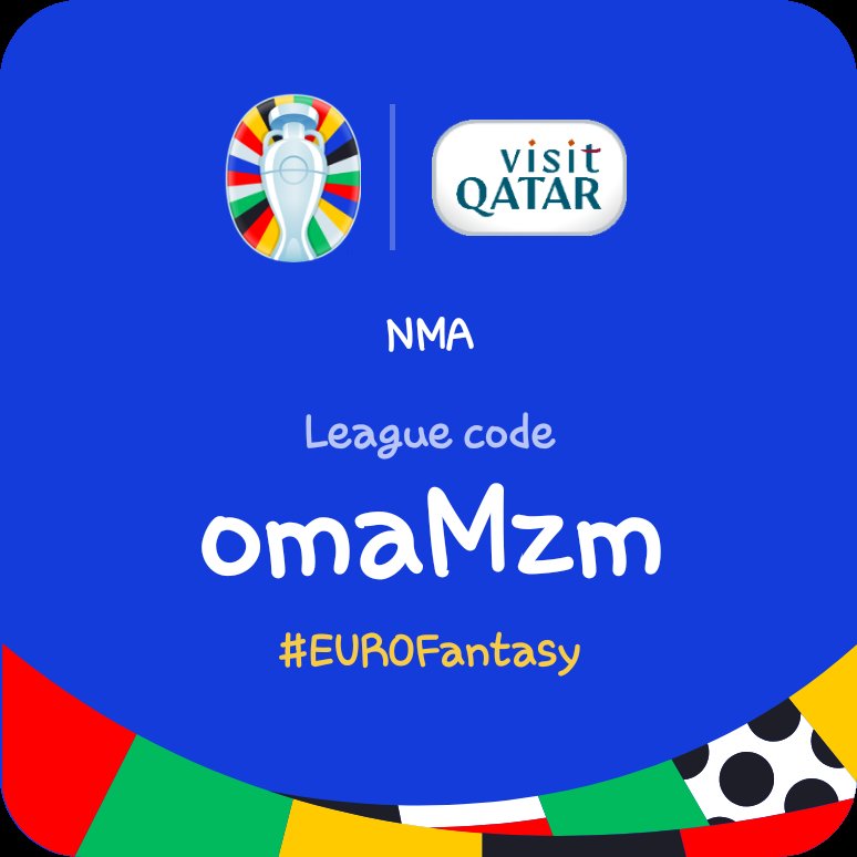 NMA_Blog's tweet image. Join NMA&apos;s Euro 2024 Fantasy League on the official app to win the bragging rights against the best fantasy players! Click on this link: gaming.uefa.com/en/eurofantasy… to join or use the code in the photo.
Checkout the rules at nevermanagealone.com #UEFA #EuroCup #Euro2024