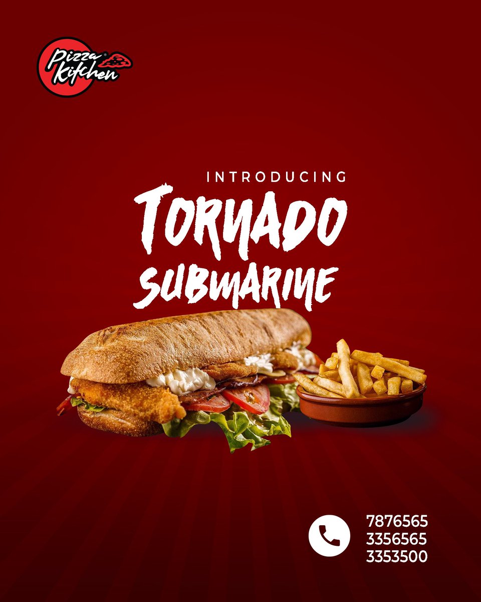 MVPizzaKitchen's tweet photo. Introducing our all new, PK Tornado Submarine.
Guaranteed to satisfy your taste buds.
📱 787 6565
☎️ 335 6565
☎️ 335 3500
Dine-In, Takeaway, Delivery
#PizzaKitchen #PizzaLovers #TasteofPizzaKitchen #pizzatime #bestingredients #bestservice #bestchef https://t.co/B1oydeLFWJ