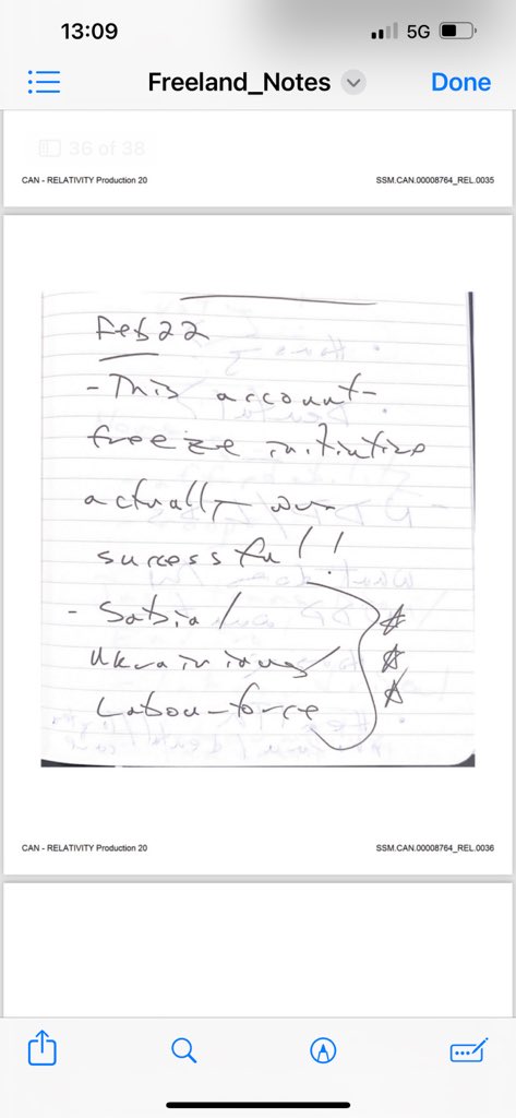 LichTamara's tweet photo. The Freeland files….. 

“This account freeze initiative actually was successful”

“Give the banks a list of mischief makers”

“Use military….” Can’t make out the rest 🤦‍♀️🤷‍♀️ https://t.co/gxg1gDW8U7