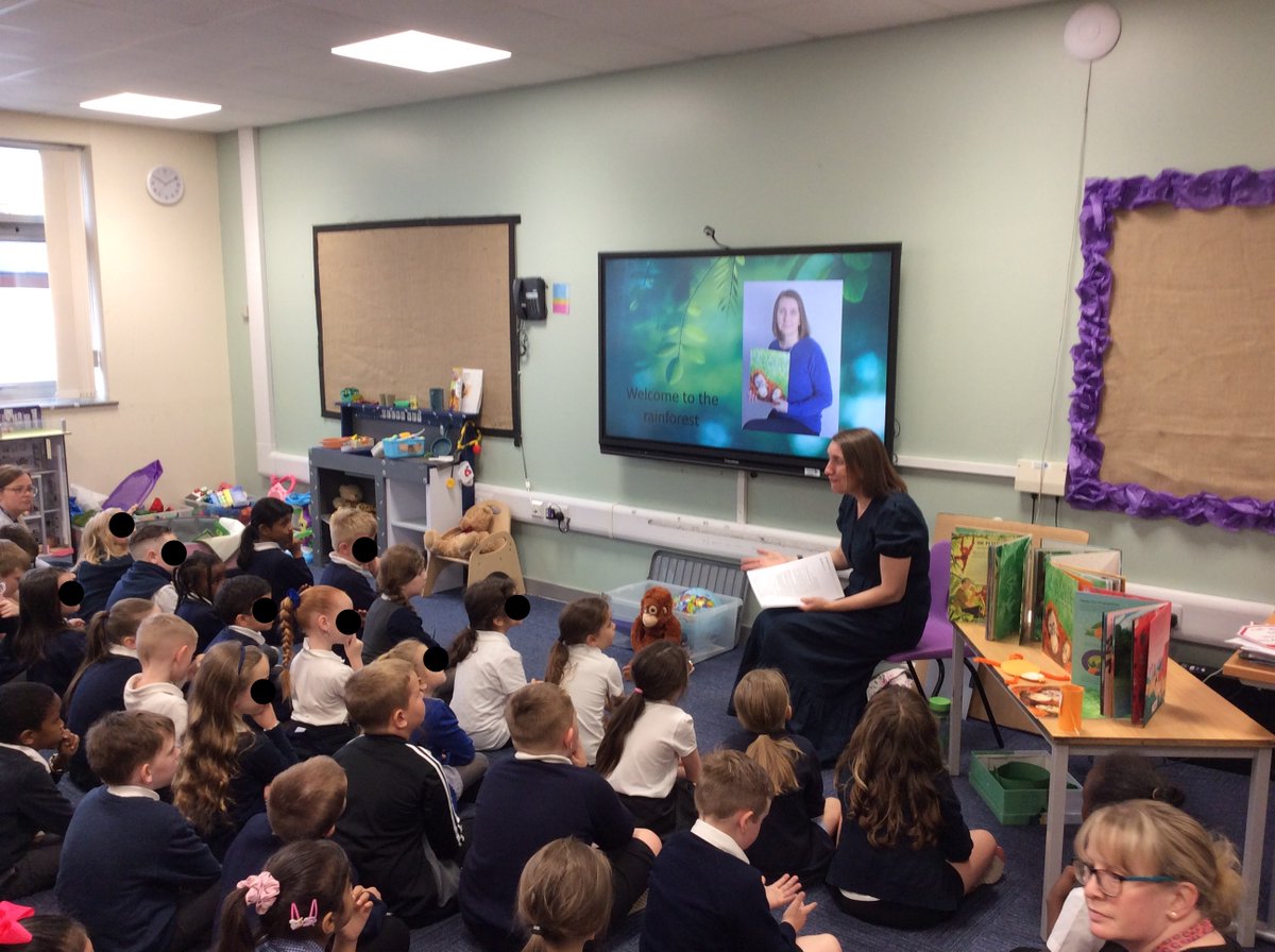 braunstone_cps's tweet photo. Year 2 had a fantastic morning! @CatherineWard0 carried out an Author workshop. We began with an assembly where Catherine told us all about herself and her book, The Emerald Forest. We learnt about how the rainforests are being destroyed and things we can do help save it🦧🌴 https://t.co/q5Yr29OoCQ