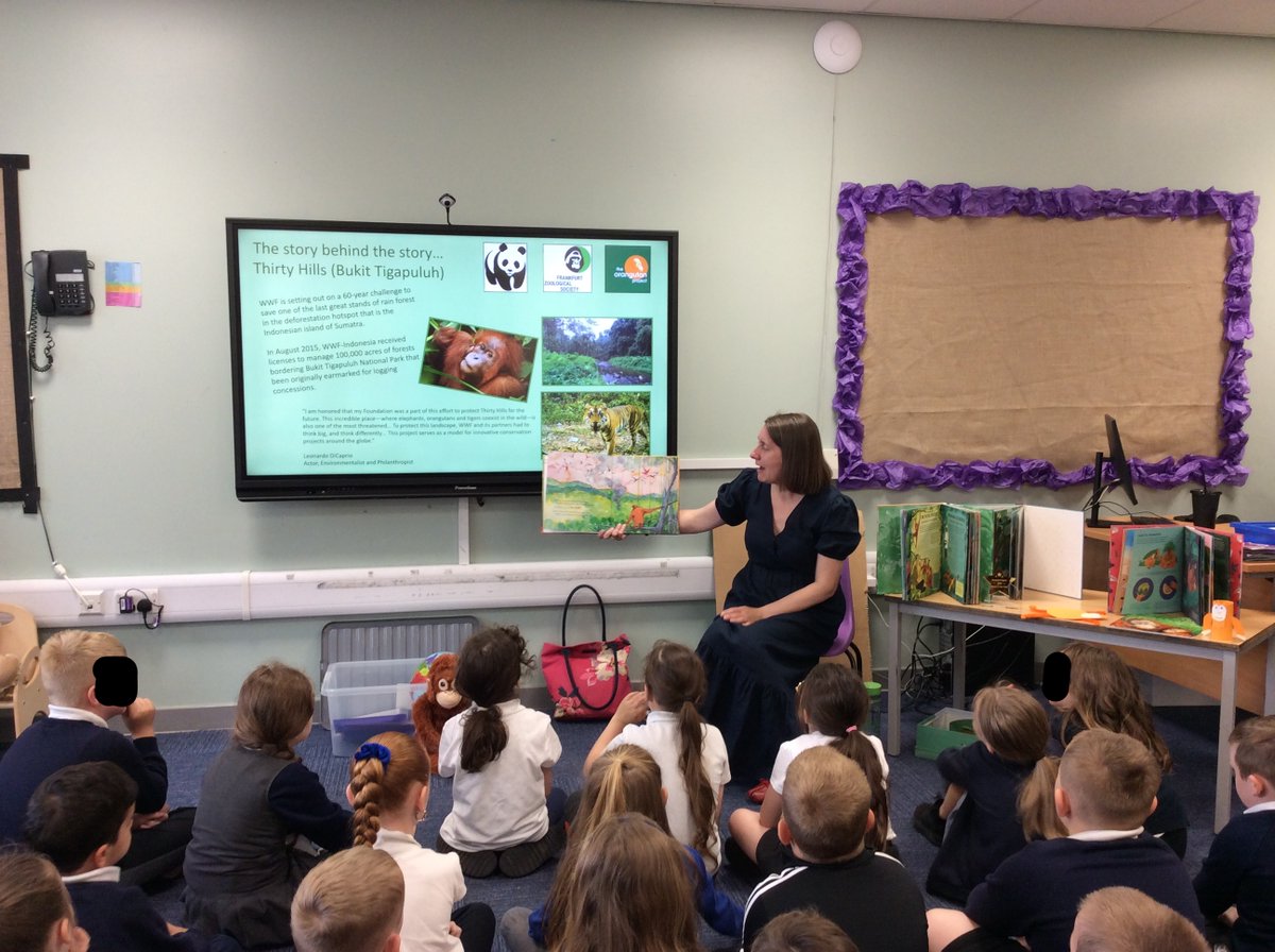 braunstone_cps's tweet photo. Year 2 had a fantastic morning! @CatherineWard0 carried out an Author workshop. We began with an assembly where Catherine told us all about herself and her book, The Emerald Forest. We learnt about how the rainforests are being destroyed and things we can do help save it🦧🌴 https://t.co/q5Yr29OoCQ