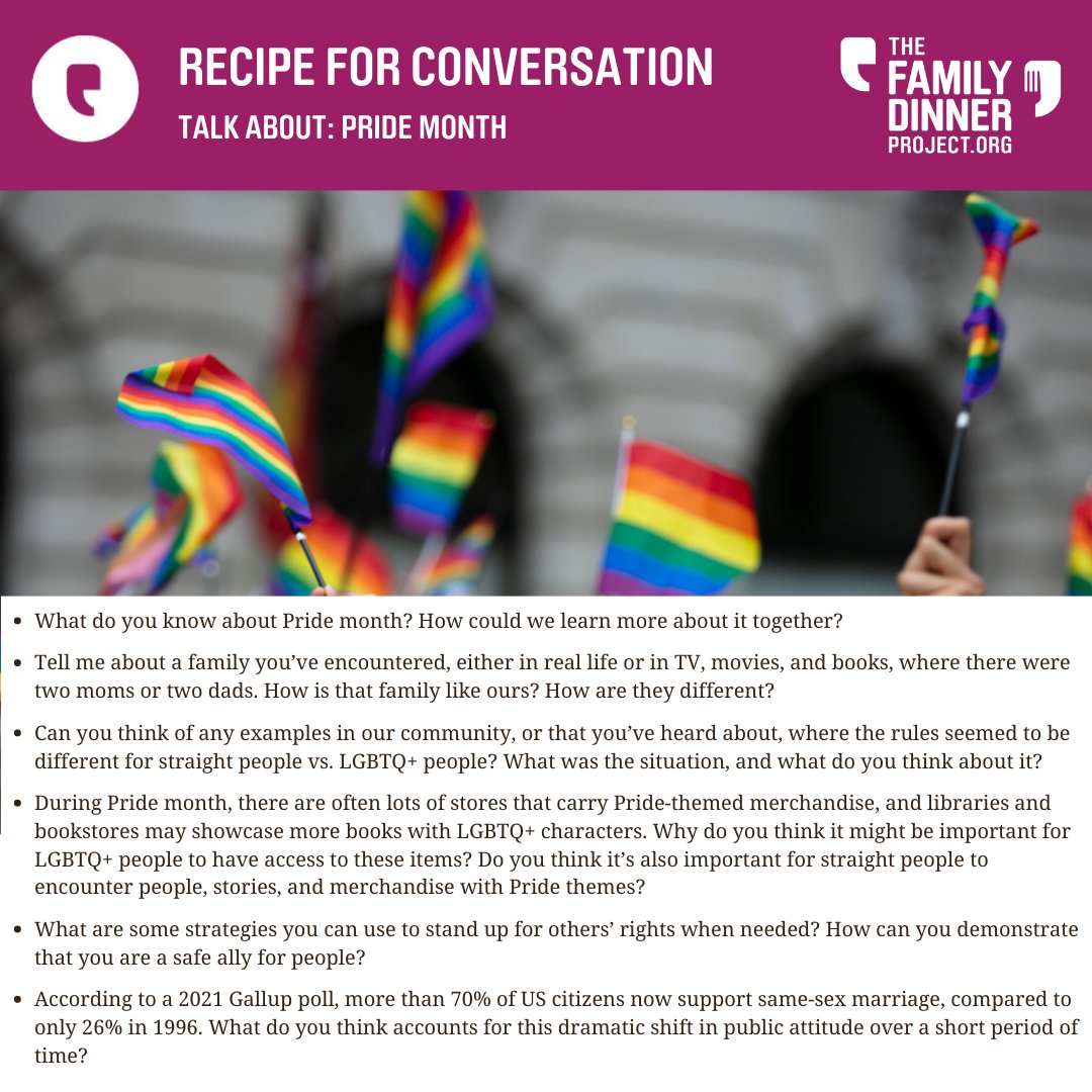 Everyone is welcome at our table. #pridemonth #conversation #familydinner
