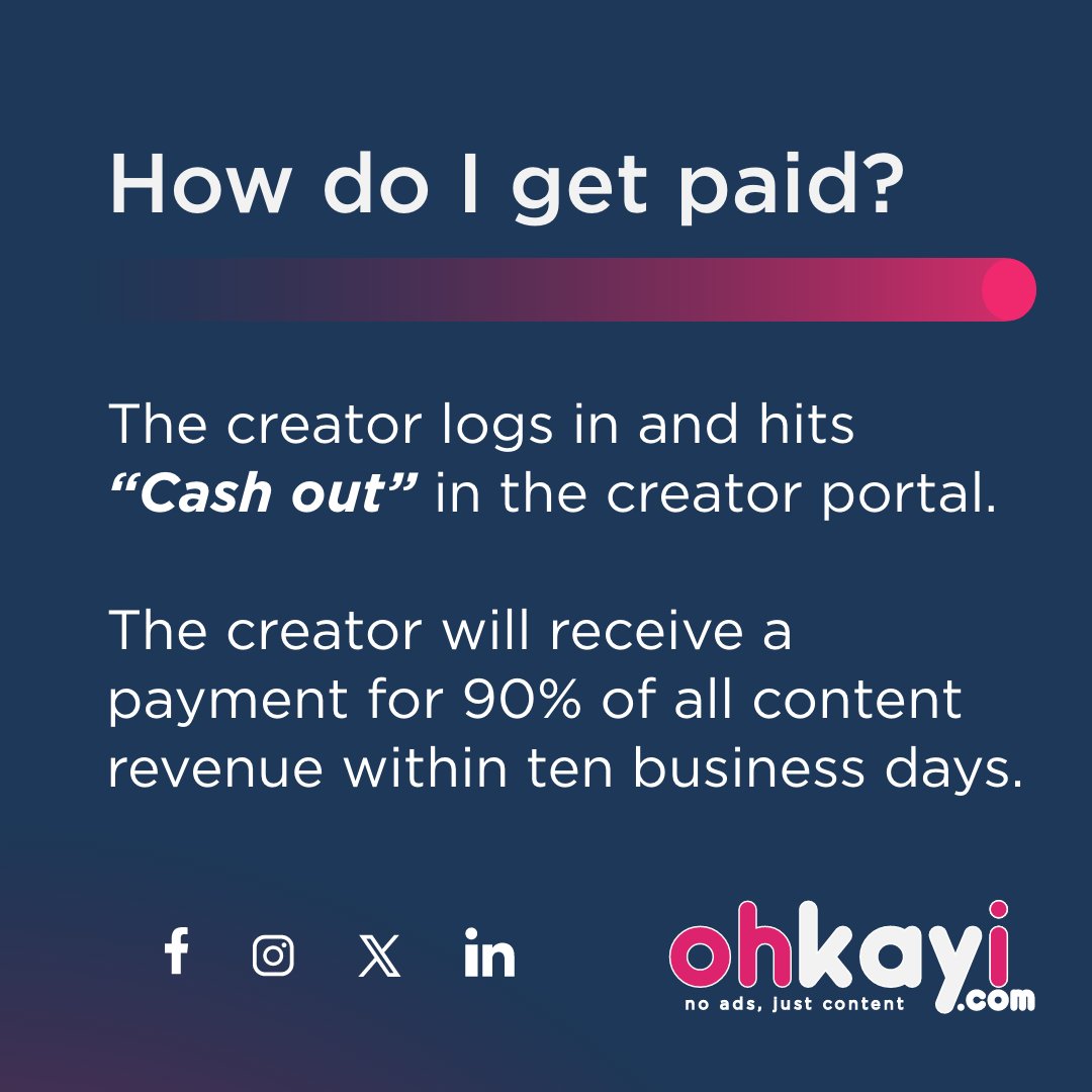 💰 Empower your creativity with Ohkayi!

Monetise your content on your own terms without ads or subscriptions. 

Sign up now ohkayi.com Watch, sell, and earn.

#Ohkayi #ContentCreators #CreatorEmpowerment #ContentMonetisation
#dailywatch