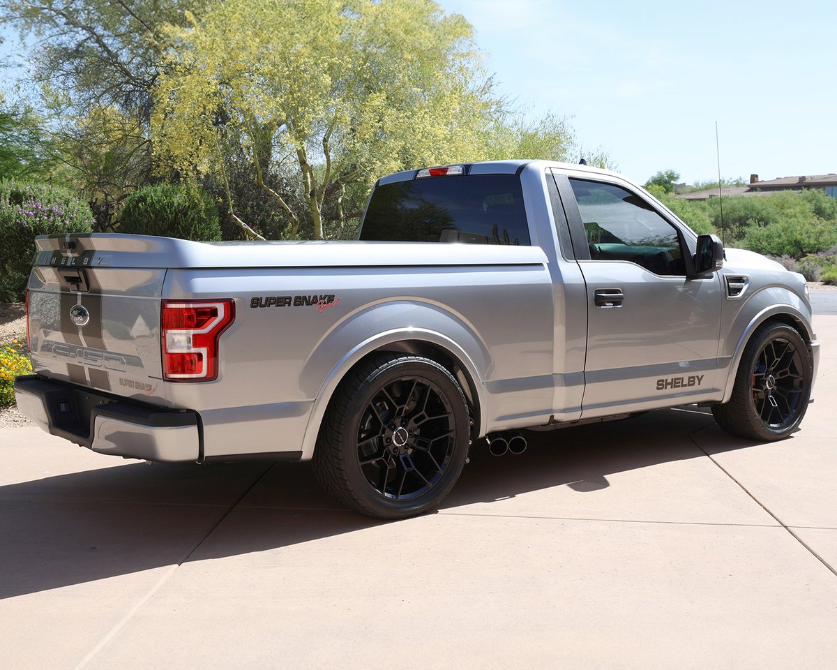 Barrett_Jackson's tweet image. This 2020 @Ford #F150 #Shelby #SuperSnake pickup is powered by a #supercharged 5.0L 770hp #V8 engine backed by a 10-speed automatic transmission. Selling at the 2024 #Scottsdale Fall Auction with No Reserve with only 477 actual miles.

Learn more: bit.ly/AZ24TW-2020For…