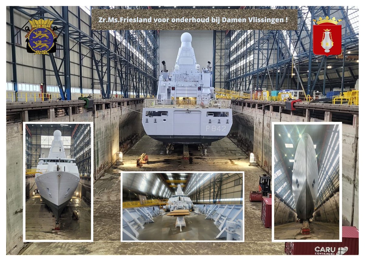Zr.Ms.Friesland in onderhoud bij Damen Vlissingen .
Foto's via : Marco Sanders . <a href="/kon_marine/">Koninklijke Marine</a> .