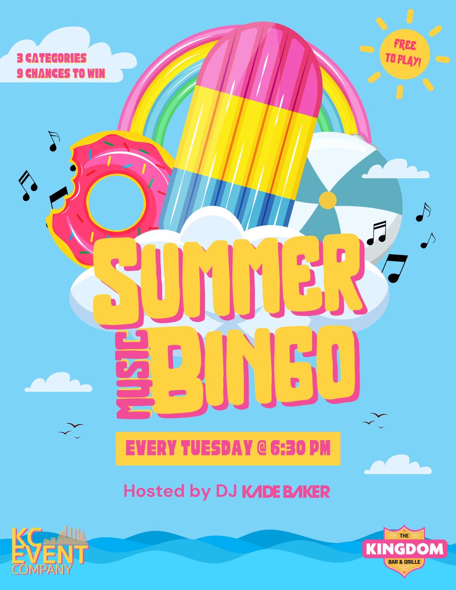 Join us TONIGHT and every Tuesday at 6:30pm this summer for Music Bingo! 🎶