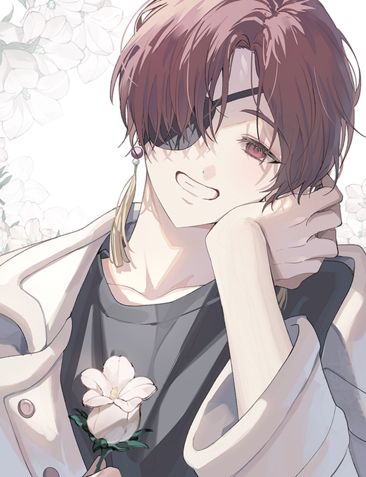 「male focus white flower」 illustration images(Latest)