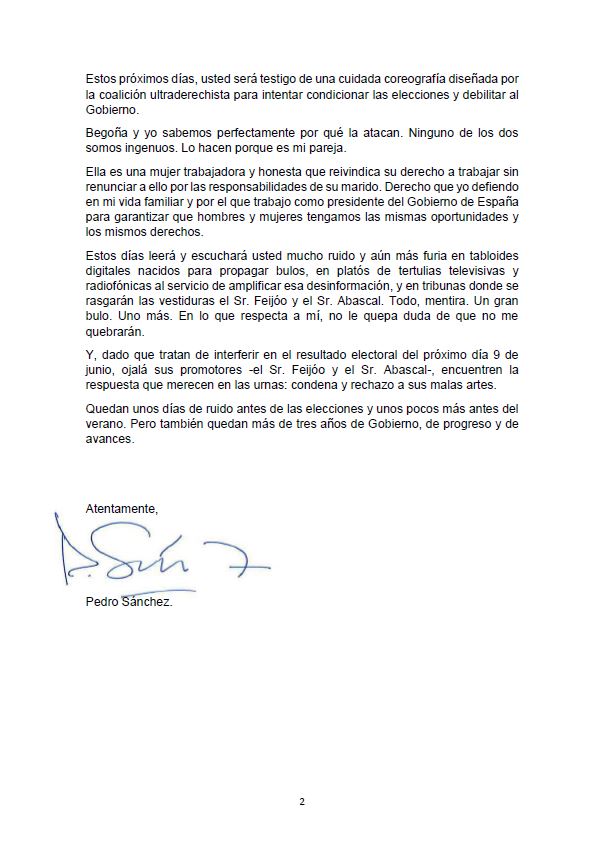🔴🗣️#URGENTE |  Pedro Sánchez manda otra carta a la ciudadanía: "En los próximos días serán testigos de una coreografía ultraderechista para condicionar las elecciones"

📲 dozz.es/govdp