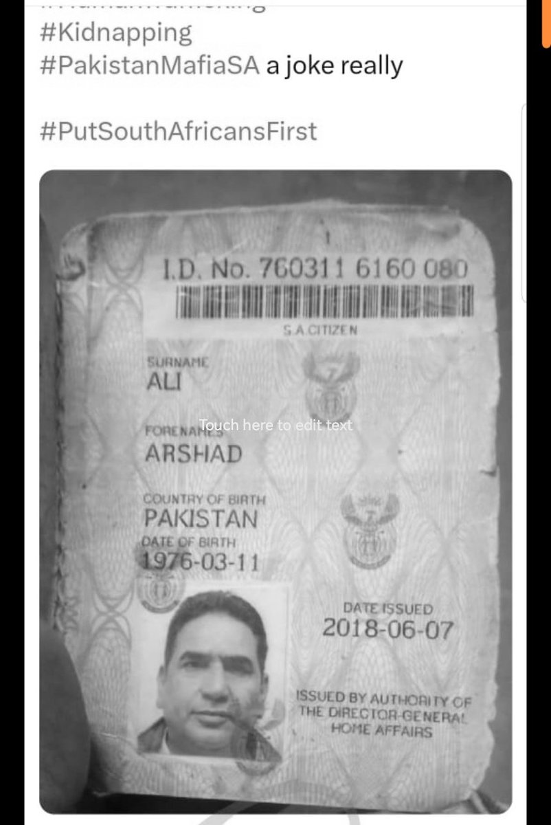 SaveS12943's tweet photo. BREAKING NEWS
#PakistanMafiaSA
Arrested 3 June 2024
@HomeAffairsSA we did your job
Deport this man- was on your list since 2008/2024 bought ID via your corrupt officials
What a fuxken joke you are
#PutSouthAfricansFirst https://t.co/6vC8MEkkHK