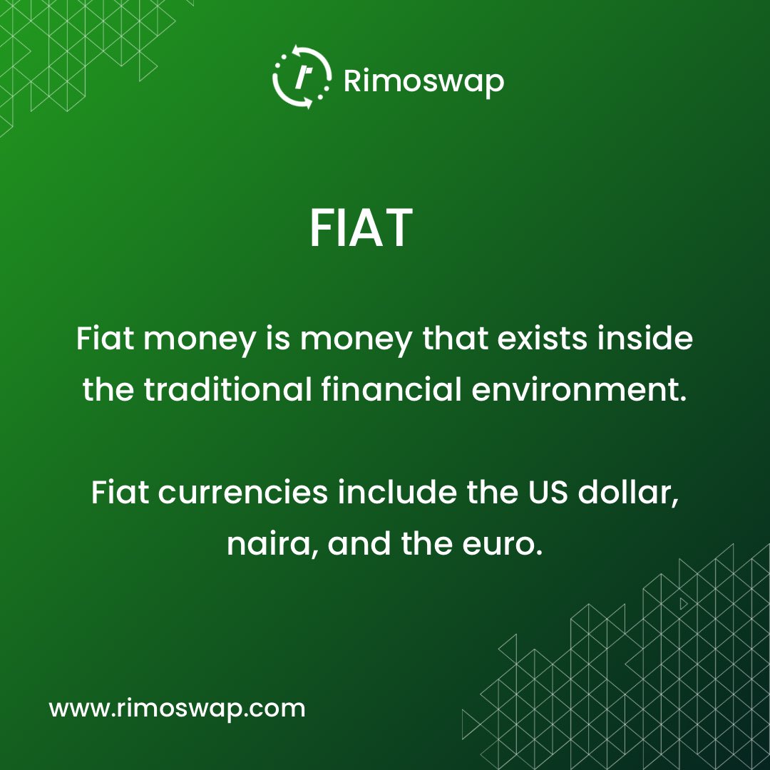 rimoswap's tweet photo. Ever heard of the term FIAT??
Well here’s what it means
#rimoswap #crypto #fiat #web3 #rimoacademy https://t.co/EJYClP7Zg2