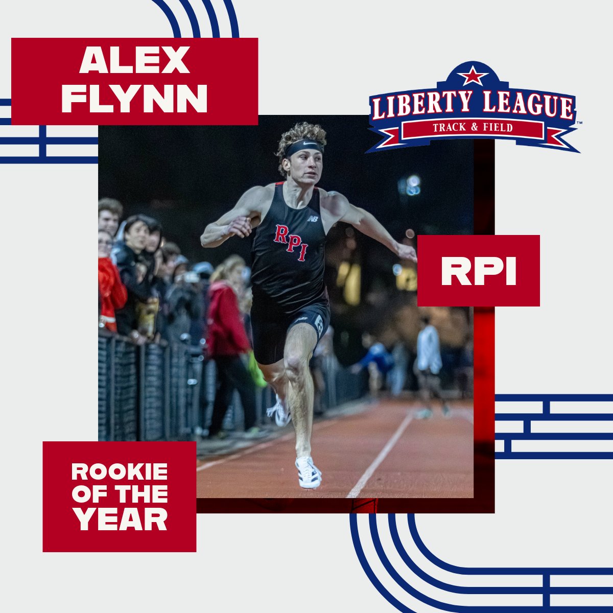 LLAthletics's tweet photo. ...And a tip of the cap to Alex Flynn of @RPIAthletics, the 2024 Liberty League Men's Outdoor Track &amp; Field Rookie of the Year! #LLTrackField https://t.co/gX2RMnBXDC