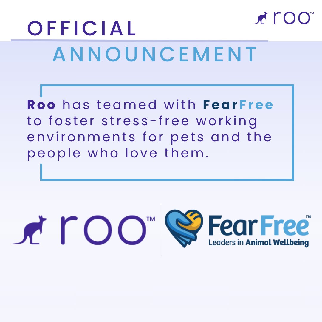 roo_vet's tweet image. We’re incredibly proud to announce that we have joined forces with Fear Free to help advocate for stress-free pet care!

#Roo #FearFree #Relief #VeterinaryRelief #Vetmed #Veterinarian #Tech