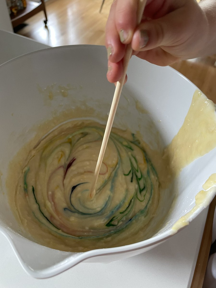 mrstylersainato's tweet photo. Making rainbow blueberry muffins because that’s what moose was gonna make in this morning’s episode of “if you give a mouse a cookie” 🫡 @PrimeVideo https://t.co/vOJX025y6h