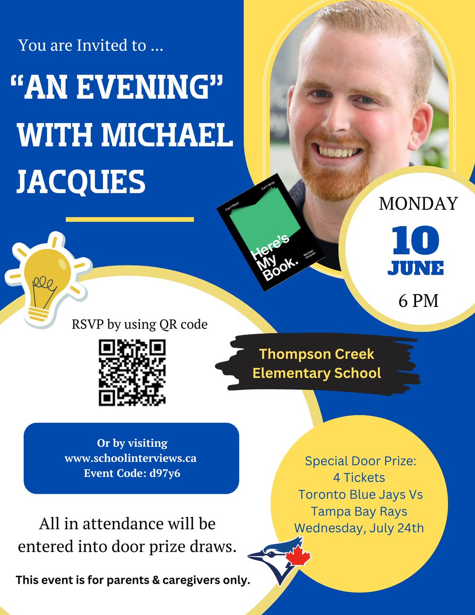 <a href="/Thompson_Creek/">Thompson_Creek</a> and <a href="/M_Mustangs_/">Mapleview Elementary School</a> School Councils are hosting an evening with Michael Jacques for the Haldimand school communities in the Thompson Creek gym. This is an event for our parents and caregivers on Monday, June 10th @ 6PM. We look forward to welcoming you!