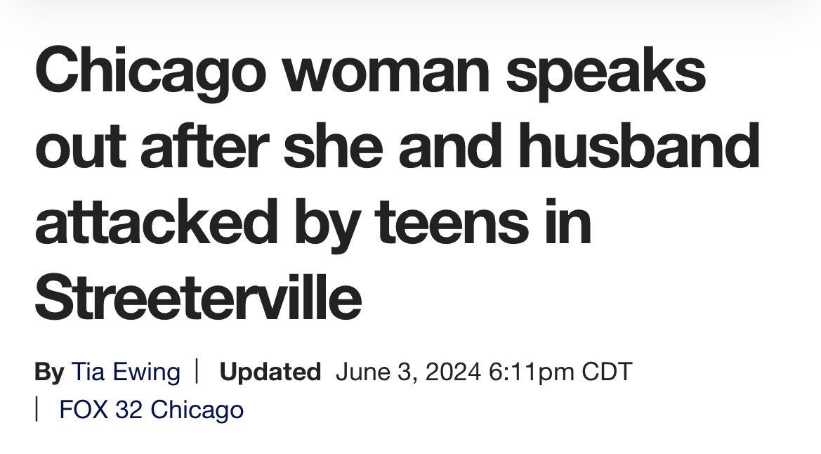 <a href="/EndWokeness/">End Wokeness</a> The couple found themselves surrounded by teens around 8:30 p.m. at Grand Avenue and McClurg Court. They were kicked, stomped on, and punched repeatedly.

Nina, who didn't want to show her face on camera, shared images with FOX 32 showing a chunk of her hair pulled out. During