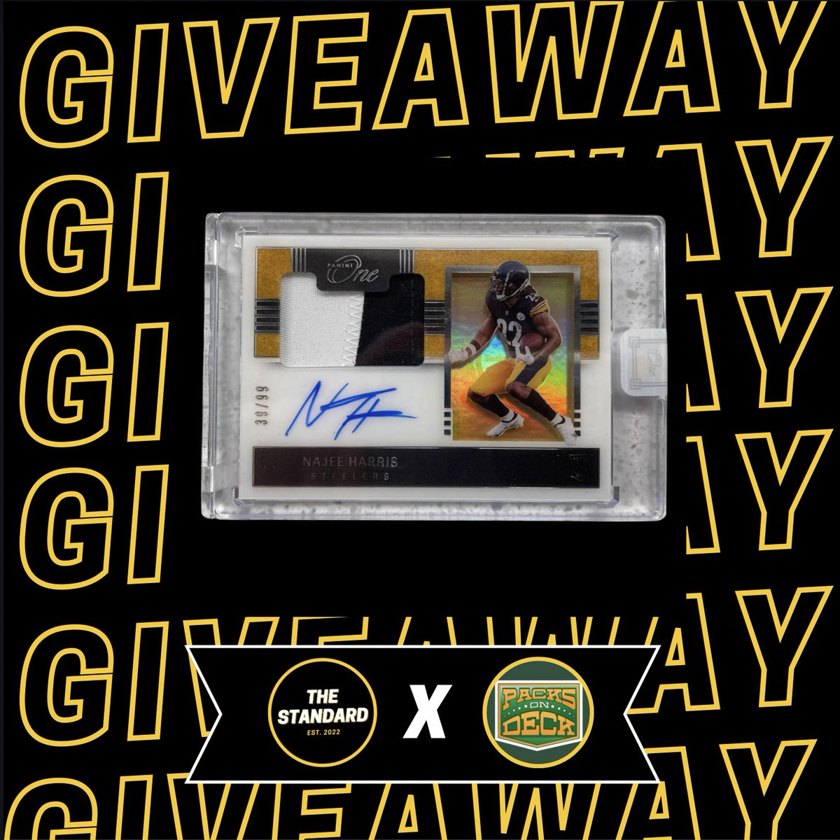 TheStandard412's tweet image. 🚨GIVEAWAY ALERT🚨 

We’re teaming up with @PacksOnDeck to give away this signed Najee Harris card

How to Qualify: 

🔘 Like/RT

🔘 Must be following @TheStandard412 &amp;amp; @PacksOnDeck 

🔘 Tag a friend in the comments

🛎️ Bonus entries for turning on Post notifications

Giveaway…