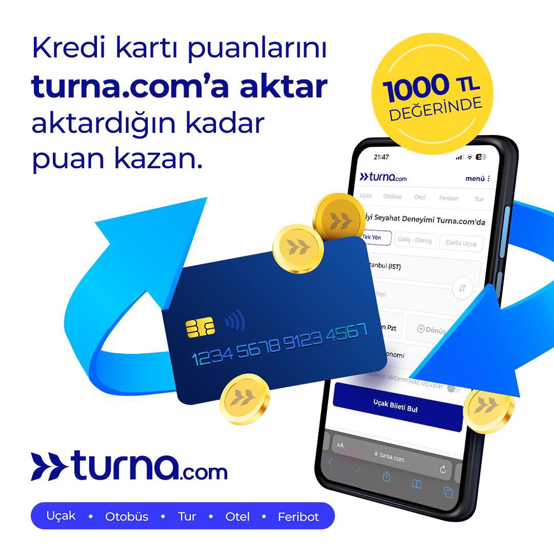 Kredi kartı puanlarını turna.com’a aktaranlar 1000 TL’ye kadar puan kazanıyor. Kredi kartı puanlarını turna.com’a hemen aktar, aktardığın kadar puan kazan. bit.ly/kredikartipuan…

#KrediKartıPuanıx2