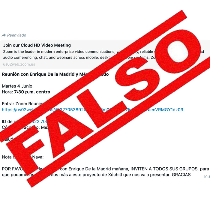 Muy buenos días. Es totalmente falsa la invitación que circula a través de redes sociales en las que se llama a una reunión en la que supuestamente participaré. Favor de no compartir, ni abrir el enlace. Compartiré mis reflexiones sobre la jornada electoral del domingo y el