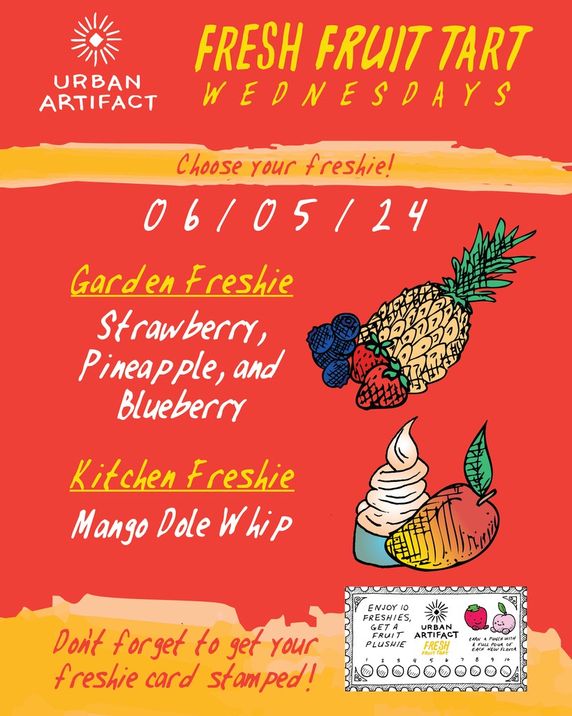UrbanArtifact's tweet photo. Tomorrow's new #FreshFruitTarts are sure to "whip" your tastebuds into gear. Don't forget your freshie punch card for a chance at two more steps closer to a fruit friend plushie!
#thingstodoincincinnati #freshfruittart #urbanartifact #fruitexperts #realfruit #beer #craftbeer https://t.co/lqTZZoZRp5