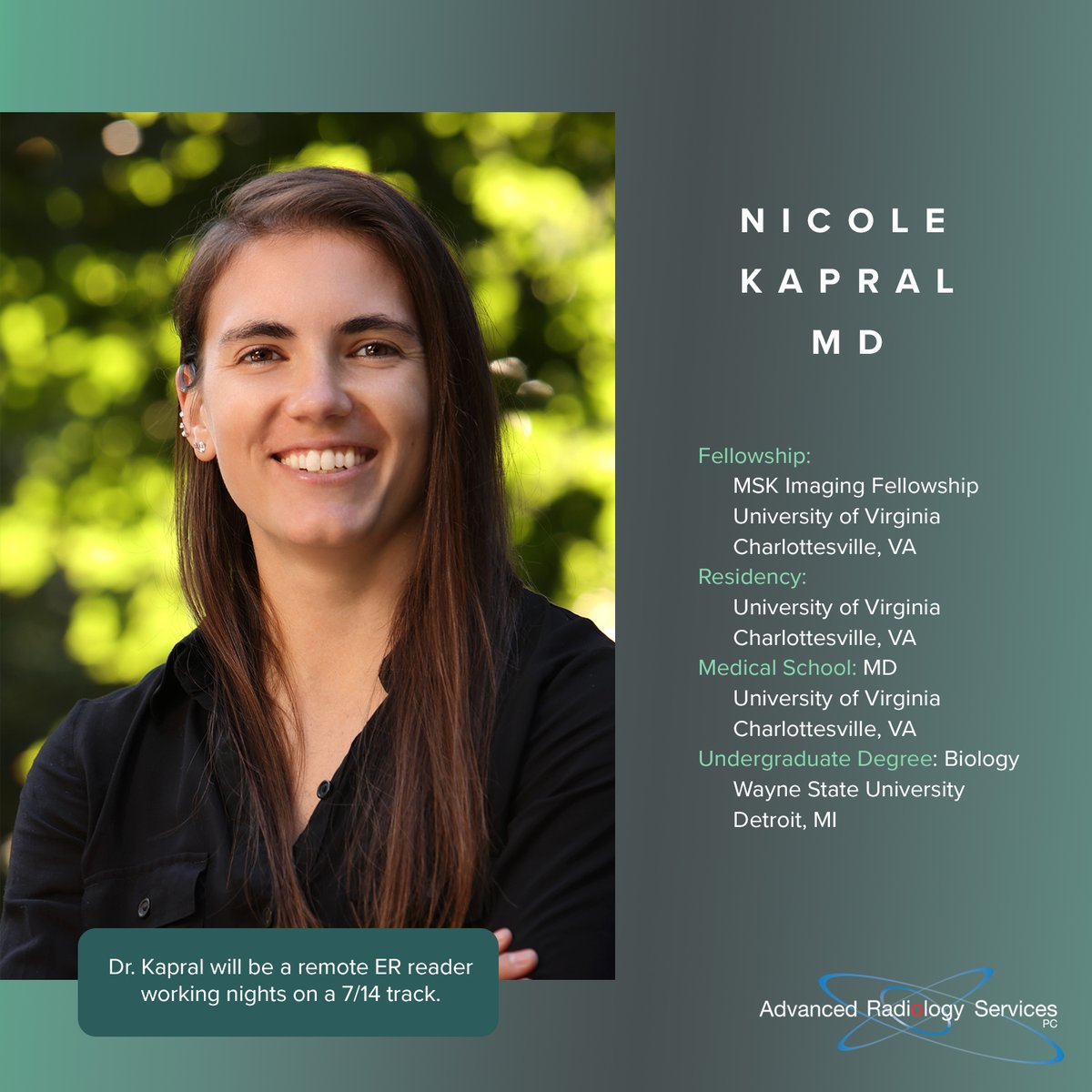 Advanced Radiology Services, PC (@advancedrad) on Twitter photo Please join us in welcoming Dr. Kapral to <a href="/AdvancedRad/">Advanced Radiology Services, PC</a>. We are thrilled to add you to our team!
#radiology #radiologist #healthcare Please join us in welcoming Dr. Kapral to <a href="/AdvancedRad/">Advanced Radiology Services, PC</a>. We are thrilled to add you to our team!
#radiology #radiologist #healthcare