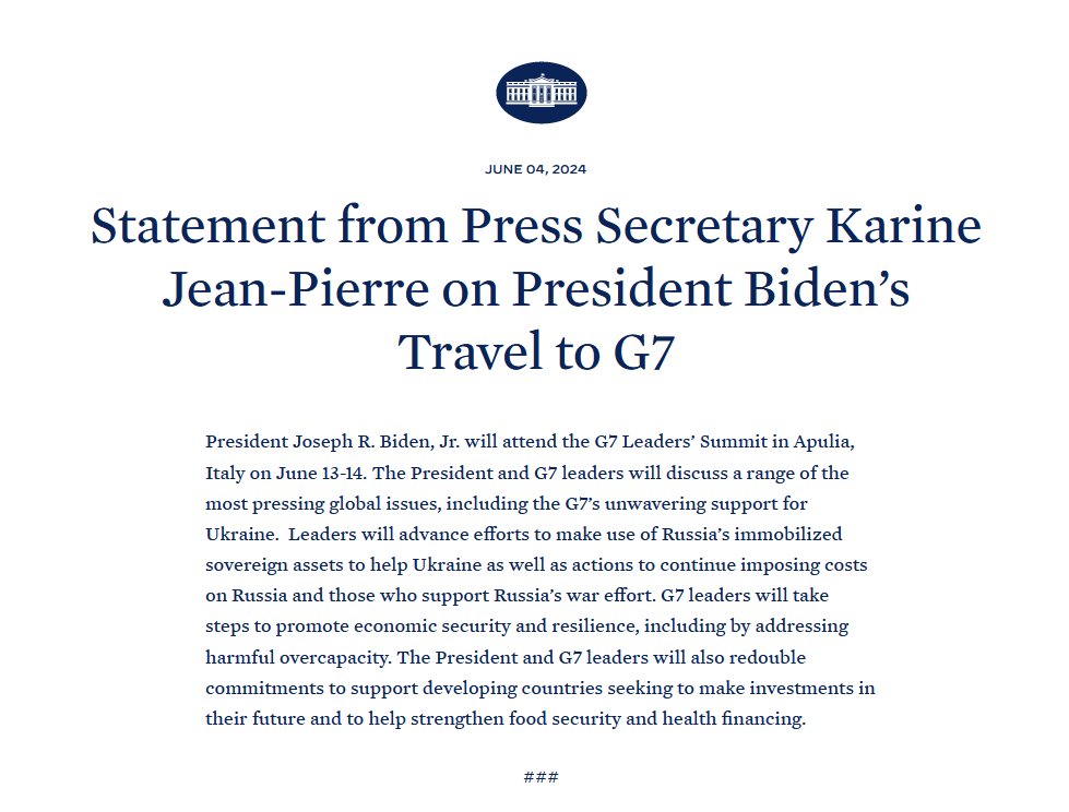 ItalyinUS's tweet photo. L'Italia la aspetta Presidente! Italy looks forward to welcoming @POTUS June 13-14 in Puglia for @G7 #G7Italy 🇮🇹🇺🇸🇨🇦🇫🇷🇩🇪🇯🇵🇬🇧🇪🇺 https://t.co/gwu6CSZNla