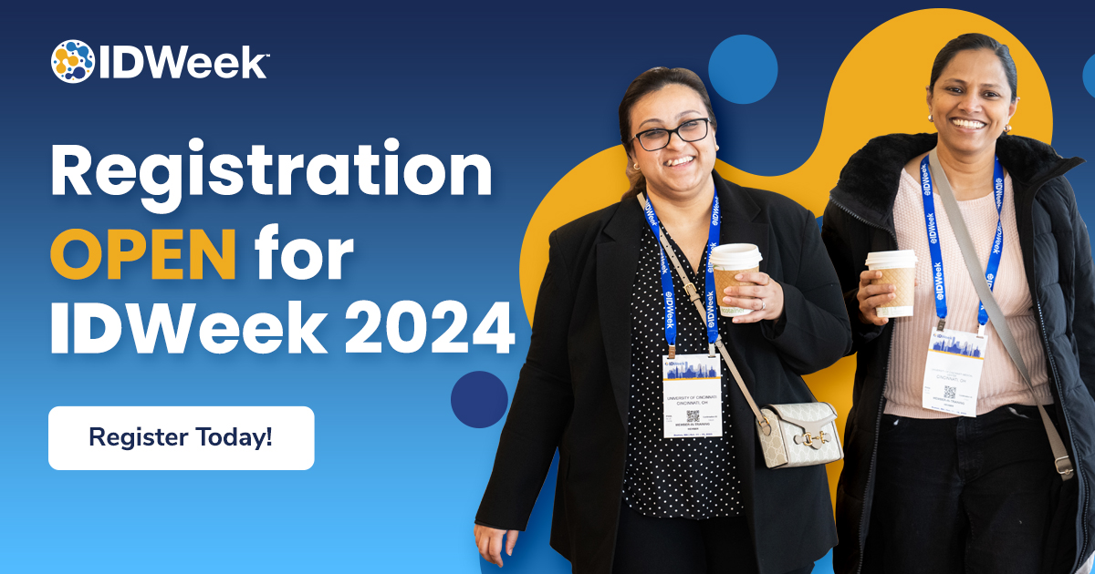 IDWeekmtg's tweet image. #IDWeek2024 registration is now open to the public! Discover the science at the premier forum for ID health professionals this October 16-19 in Los Angeles, CA. 

Register: bit.ly/3UPF8OM