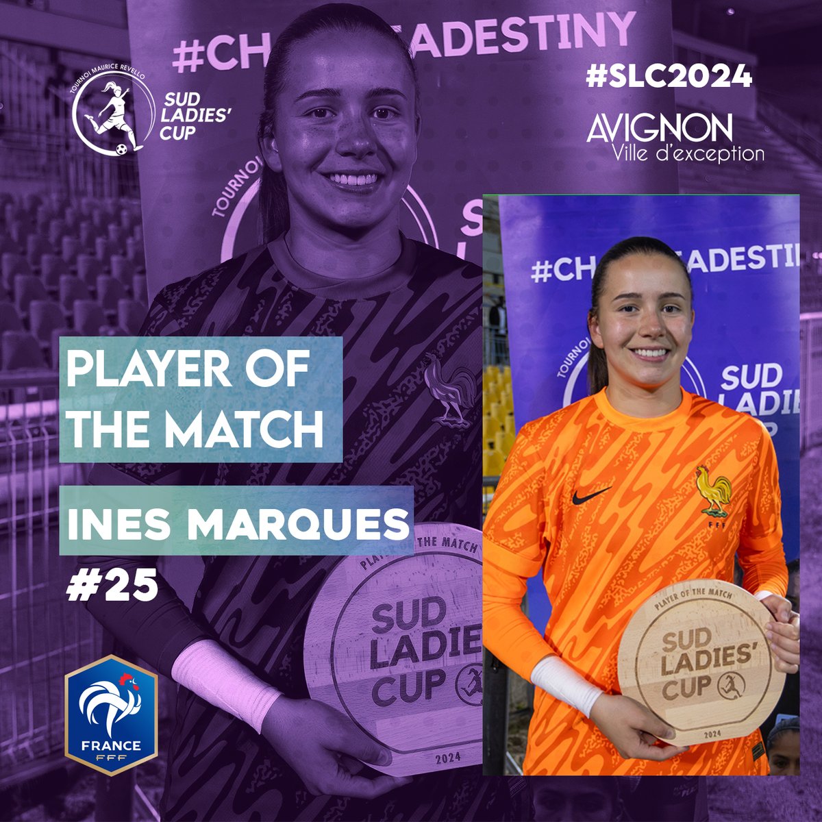 SudLadiesCup's tweet photo. #FRAMEX 🇫🇷🇲🇽

Félicitations à Inès Marques (@PFC_feminines), élue 𝐉𝐨𝐮𝐞𝐮𝐬𝐞 𝐃𝐮 𝐌𝐚𝐭𝐜𝐡 de France-Mexique🏆

#SLC2024 https://t.co/bDjXYAmO1L