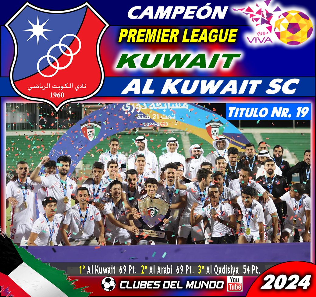 ClubsDelMundo's tweet photo. El AL KUWAIT SC sigue con su dominio en la LIGA DE KUWAIT y conquista su Titulo Nr.19. Enhorabuena.
#AlKuwaitSC #Kuwait #KuwaitSportsClub 
@kuwaitclub https://t.co/4IQp3v2A76
