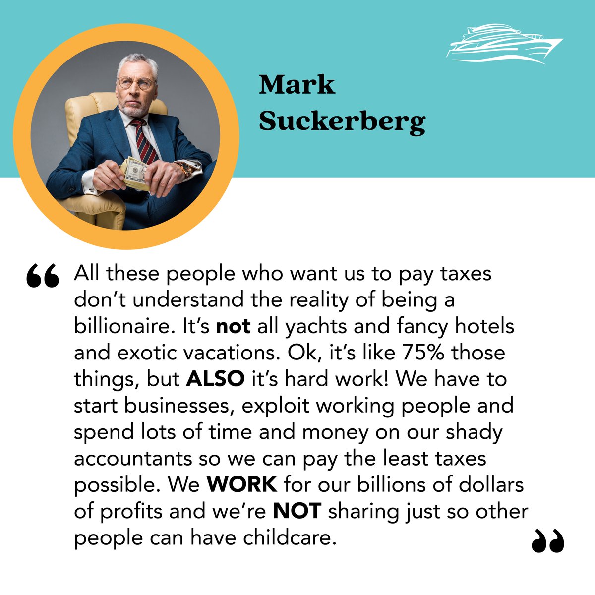 A huge shoutout to Mark for sharing the reality of being a billionaire. It's not all fun and games! #SaveOurBillions #SaveOurYachts