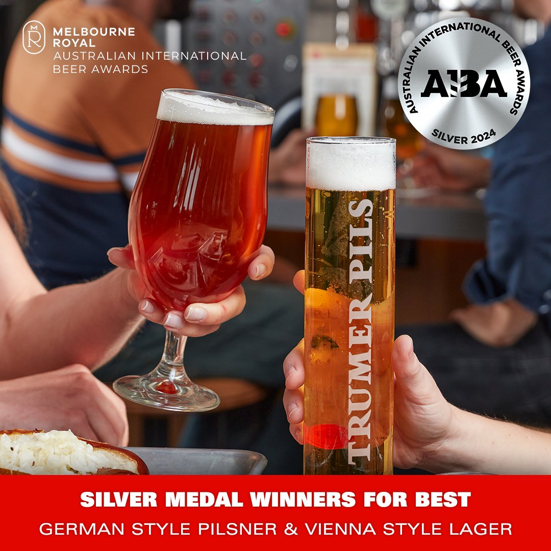 TrumerUSA's tweet photo. 🥈👏 Hats off to our brewers! Trumer Brewery scored Silver medals for both Trumer Pils and Vienna Lager at this year’s Australian International Beer Awards!🍺❤️
#TheWorldBestPilsner #BrewedInBerkeley #GermanStyle #ViennaStyle #PilsnerBeer #LagerBeer #AwardWinningBeer https://t.co/7XqgTGPRsk