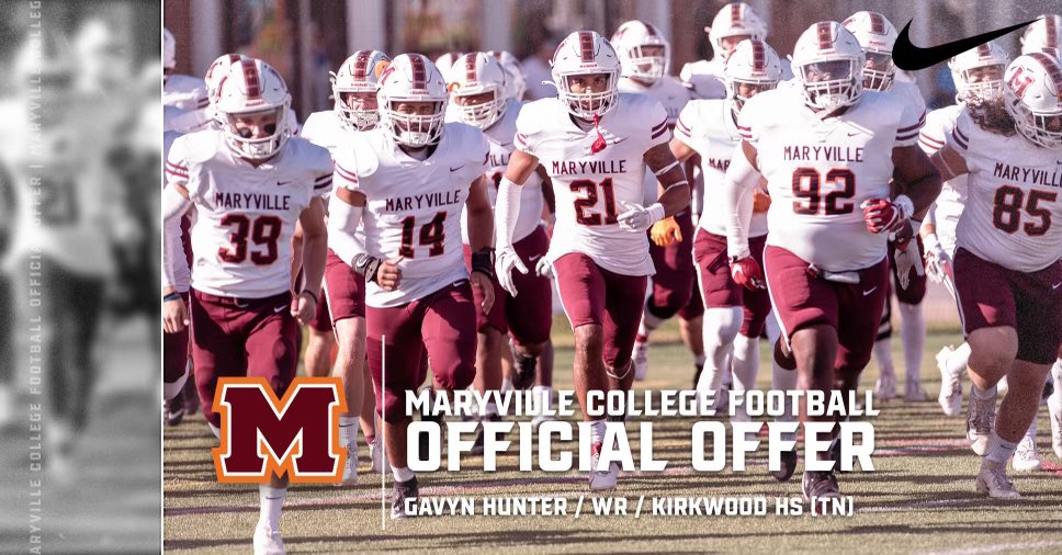 GavynH (@gavynhunter123) on Twitter photo After a great conversation with <a href="/Jake_Flaherty_8/">Jake Flaherty</a>, i’m proud to announce my 2nd offer from Maryville College!!
<a href="/KCobrasFootball/">Kirkwood Football</a>
<a href="/CoachWatsonKHS/">Coach Chad Watson</a>
<a href="/CoachEatonKHS/">Zach Eaton</a>
<a href="/OnTopAthletics/">OnTopAthletics Inc📚🏈⚾️</a> After a great conversation with <a href="/Jake_Flaherty_8/">Jake Flaherty</a>, i’m proud to announce my 2nd offer from Maryville College!!
<a href="/KCobrasFootball/">Kirkwood Football</a>
<a href="/CoachWatsonKHS/">Coach Chad Watson</a>
<a href="/CoachEatonKHS/">Zach Eaton</a>
<a href="/OnTopAthletics/">OnTopAthletics Inc📚🏈⚾️</a>