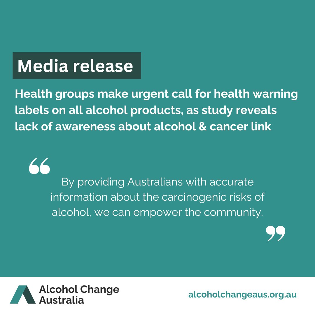A new <a href="/AlcoholChangeAU/">Alcohol Change Australia</a> survey shows too many Australians are in the dark about the link between alcohol &amp; cancer.

Governments must take action to combat harm from alcohol, including implementing health warning labels on alcohol products.

Media release: alcoholchangeaus.org.au