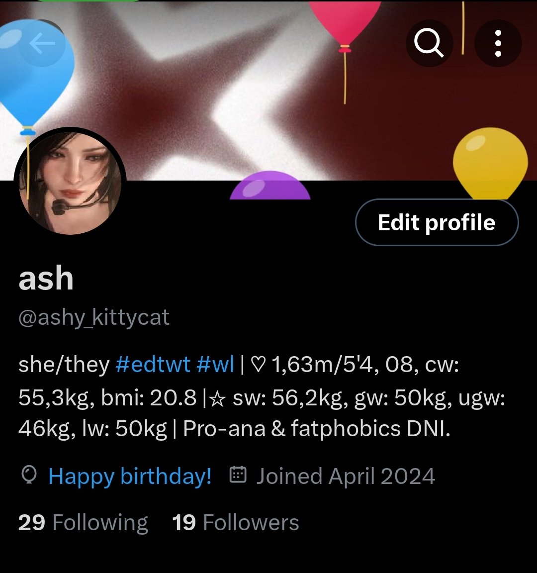 ashy_kittycat's tweet photo. It's my bday guys :3
#edtwt #ana #wl #wlprogress #goals #skinny https://t.co/HauD3LvBrT