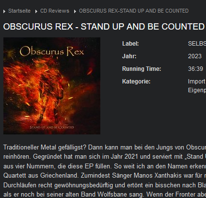 Obscurus_Rex's tweet photo. Crossfire reviews “Stand Up and Be Counted”
#Obscurus_Rex #standupandbecounted #review #metal #HeavyMetal #EP
https://t.co/ihHhffYuMF https://t.co/DWM6mLy9VN
