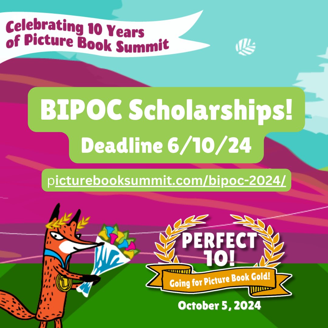 2024 BIPOC Scholarships are open! #PBSummit is offering 3 scholarships to unagented #BIPOC children’s authors and illustrators to this year’s event To enter, complete the Rafflecopter here: l8r.it/keVB

Last day to enter: 6/10/24.