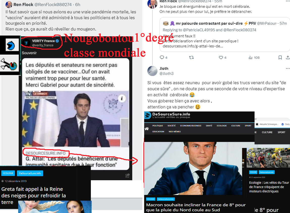 Jloth3's tweet photo. Est ce possible d'être assez stupide  pour prendre https://t.co/zfUOqKS1Zb au 1° degré ?  
et pour le poster en mode "c'est la preuve "  ? 
Vérity_France et sa clientèle de Zéveillés ont donné la réponse: OUI 😂
Goberont ils avec ça  que Macron vaincliner la France de 8° ? 😃 https://t.co/f7Jol69FE5